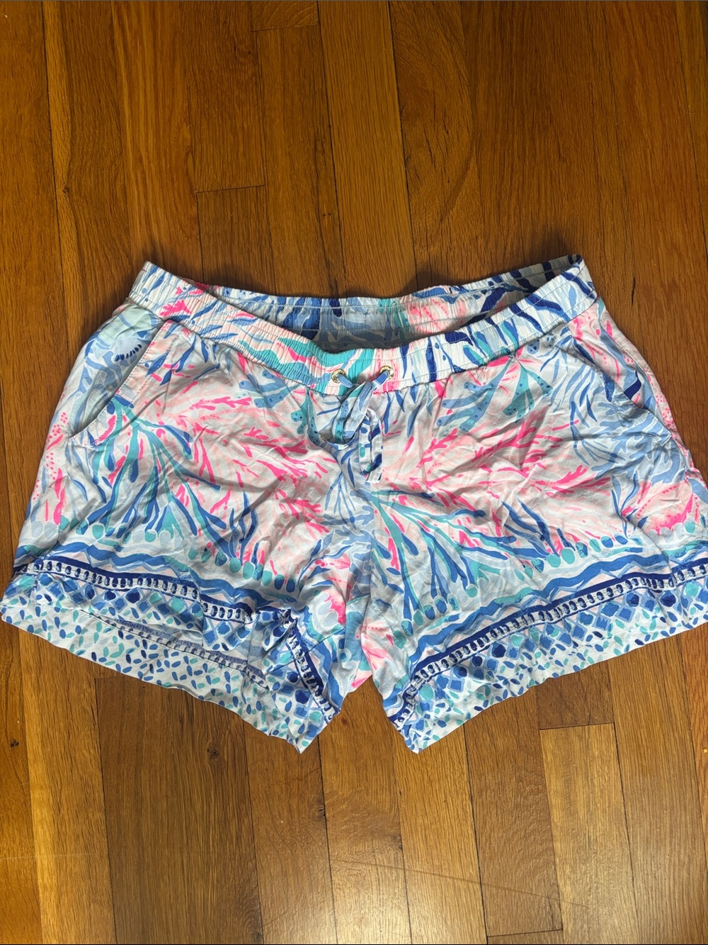 Lilly Pulitzer Pink & Blue Printed Drawstring Bermudas